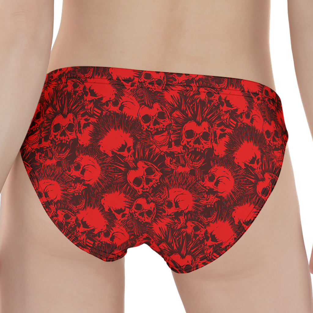 Red Punk Skull Pattern Print Women's Panties