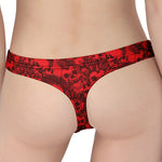 Red Punk Skull Pattern Print Women's Thong