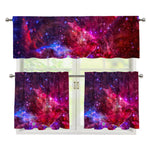 Red Purple Nebula Galaxy Space Print 3 Piece Kitchen Curtains