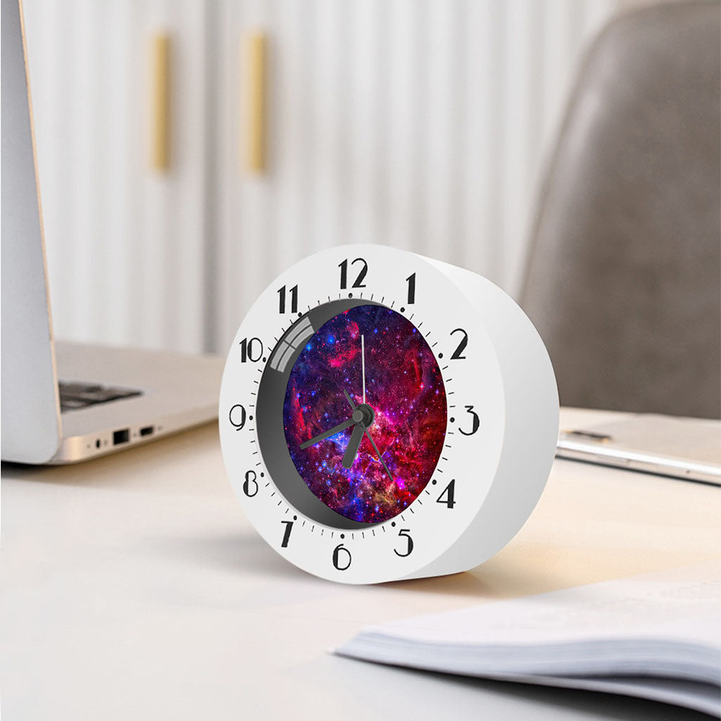 Red Purple Nebula Galaxy Space Print Alarm Clock