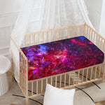 Red Purple Nebula Galaxy Space Print Baby Crib Sheet