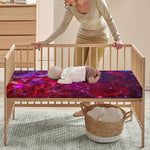 Red Purple Nebula Galaxy Space Print Baby Crib Sheet