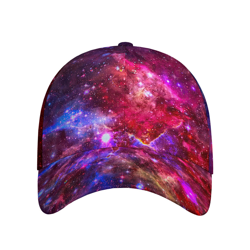 Red Purple Nebula Galaxy Space Print Baseball Cap