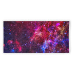 Red Purple Nebula Galaxy Space Print Beach Towel
