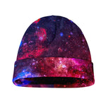 Red Purple Nebula Galaxy Space Print Beanie