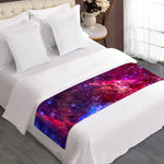 Red Purple Nebula Galaxy Space Print Bed Runner