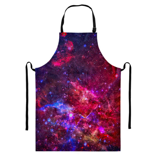 Red Purple Nebula Galaxy Space Print Bib Apron With Pocket