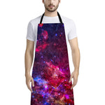 Red Purple Nebula Galaxy Space Print Bib Apron With Pocket