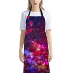 Red Purple Nebula Galaxy Space Print Bib Apron With Pocket