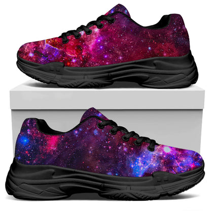 Red Purple Nebula Galaxy Space Print Black Chunky Shoes