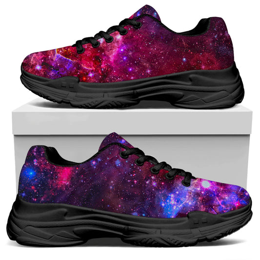 Red Purple Nebula Galaxy Space Print Black Chunky Shoes