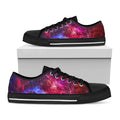 Red Purple Nebula Galaxy Space Print Black Low Top Sneakers