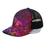 Red Purple Nebula Galaxy Space Print Black Mesh Trucker Cap