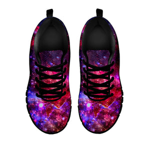 Red Purple Nebula Galaxy Space Print Black Running Shoes