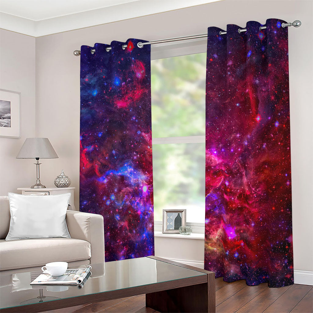 Red Purple Nebula Galaxy Space Print Blackout Grommet Curtains