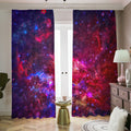 Red Purple Nebula Galaxy Space Print Dimout Pencil Pleat Curtains