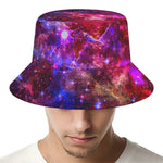 Red Purple Nebula Galaxy Space Print Bucket Hat