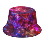 Red Purple Nebula Galaxy Space Print Bucket Hat