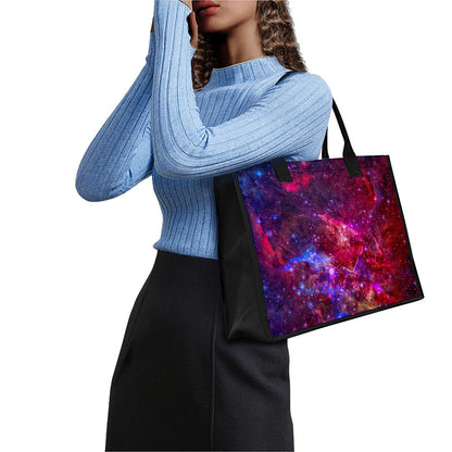 Red Purple Nebula Galaxy Space Print Canvas Tote Bag