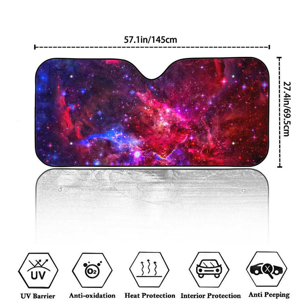 Red Purple Nebula Galaxy Space Print Car Windshield Sun Shade