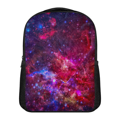 Red Purple Nebula Galaxy Space Print Casual Backpack