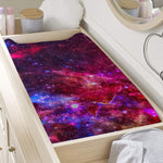 Red Purple Nebula Galaxy Space Print Changing Pad Cover