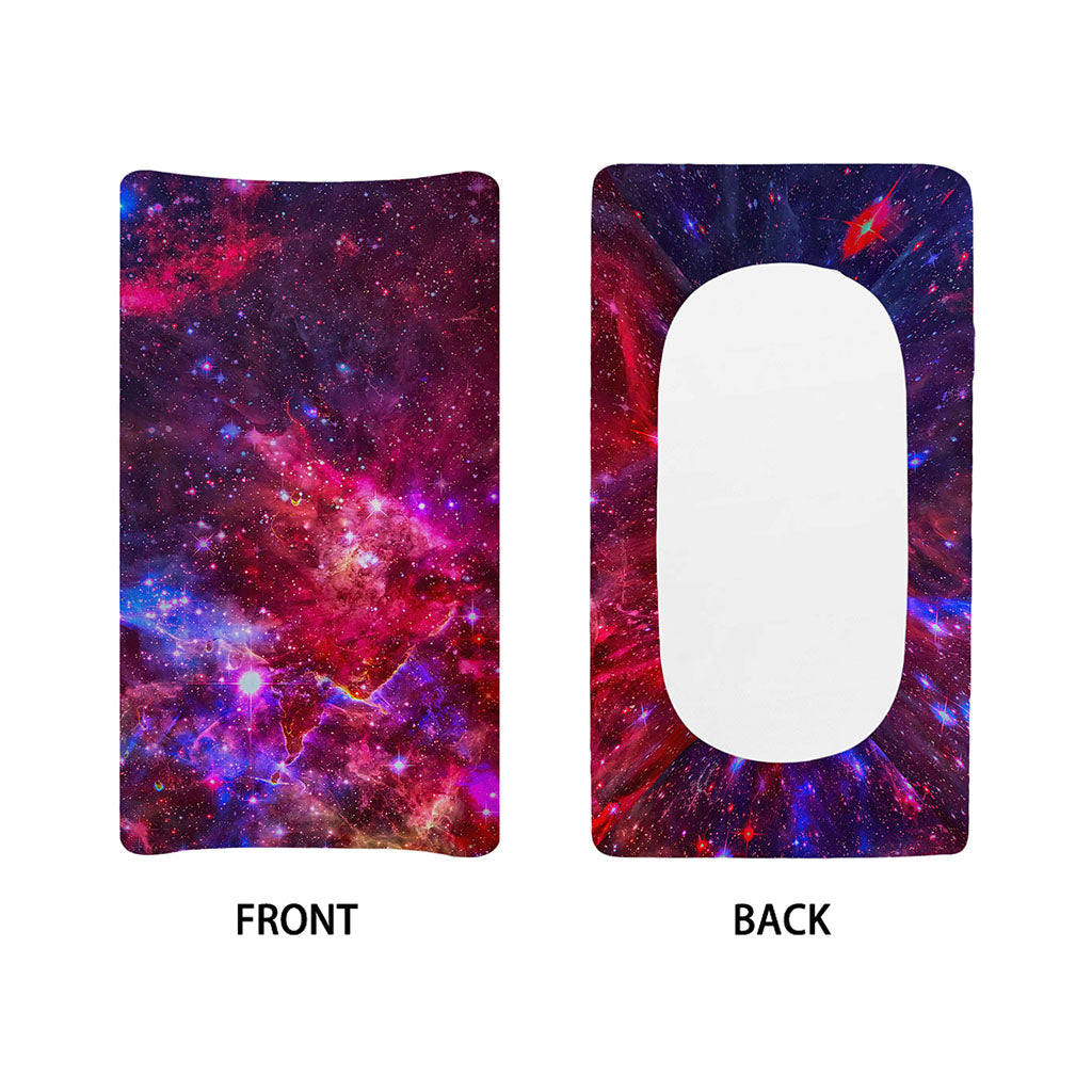 Red Purple Nebula Galaxy Space Print Changing Pad Cover