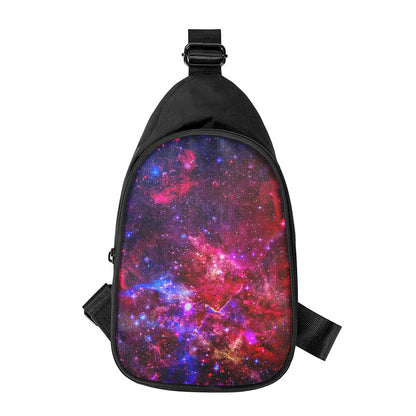 Red Purple Nebula Galaxy Space Print Chest Bag