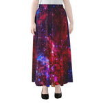 Red Purple Nebula Galaxy Space Print Chiffon Maxi Skirt
