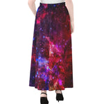 Red Purple Nebula Galaxy Space Print Chiffon Maxi Skirt