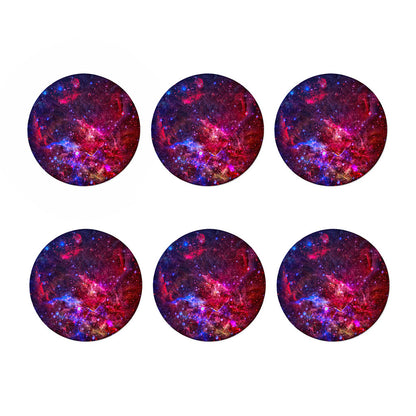 Red Purple Nebula Galaxy Space Print Coaster Set