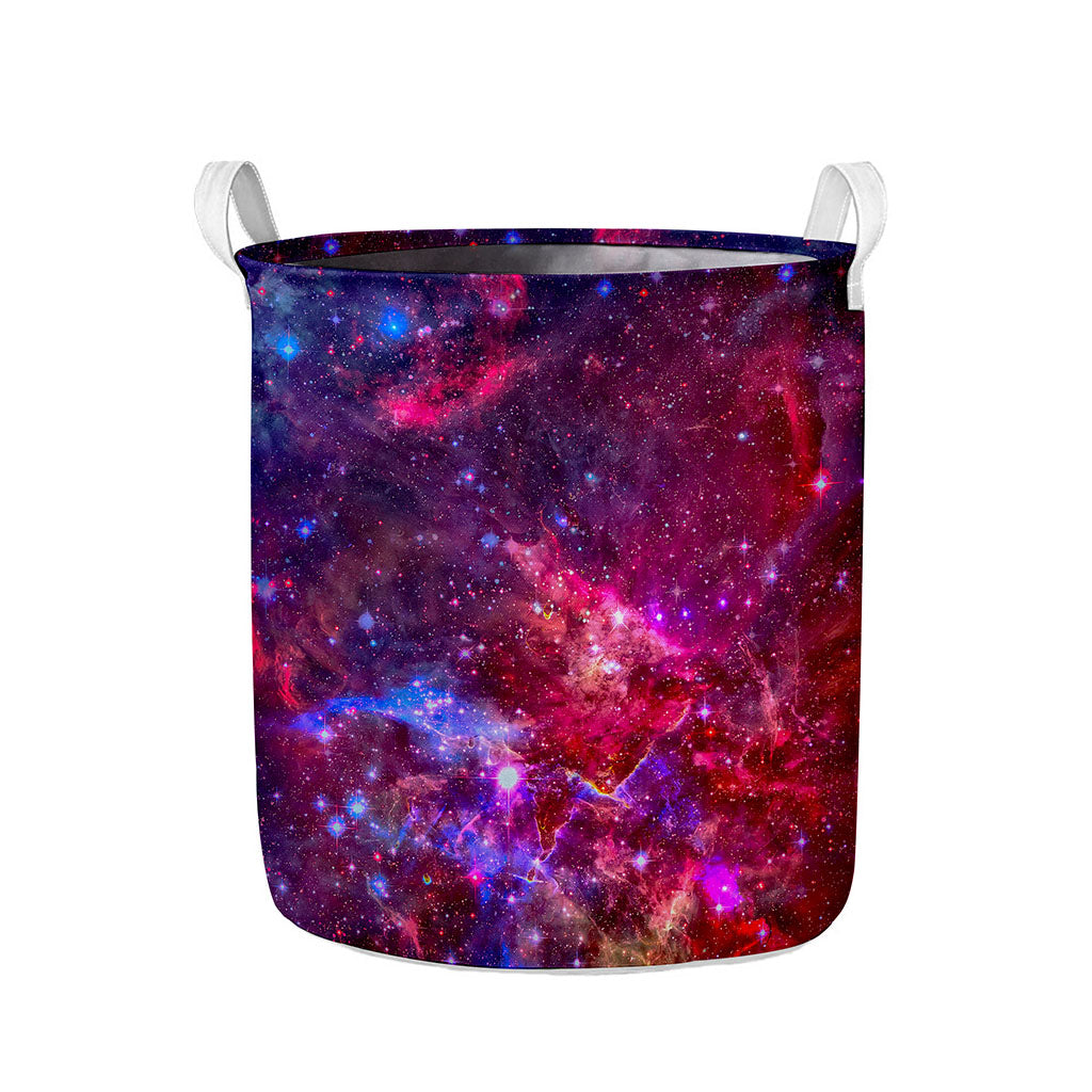 Red Purple Nebula Galaxy Space Print Collapsible Laundry Basket