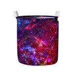 Red Purple Nebula Galaxy Space Print Collapsible Laundry Basket