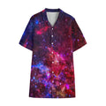 Red Purple Nebula Galaxy Space Print Cotton Hawaiian Shirt