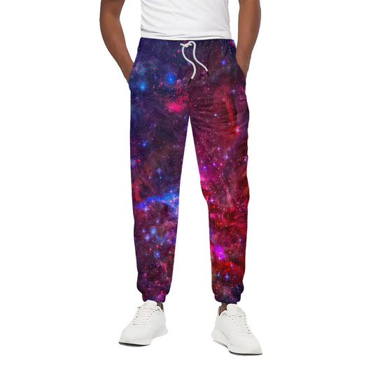 Red Purple Nebula Galaxy Space Print Cotton Pants