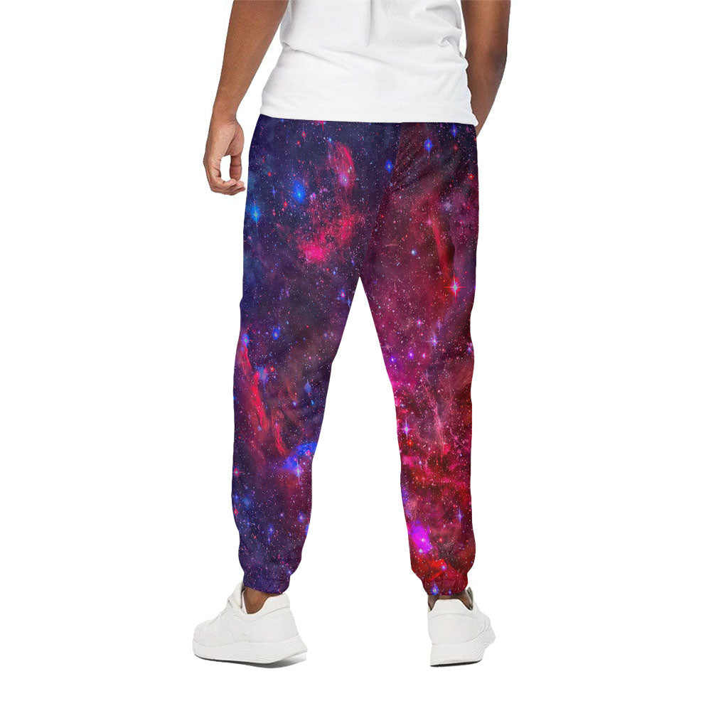 Red Purple Nebula Galaxy Space Print Cotton Pants