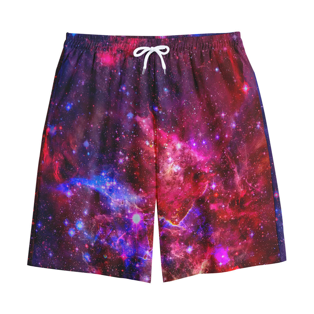 Red Purple Nebula Galaxy Space Print Cotton Shorts