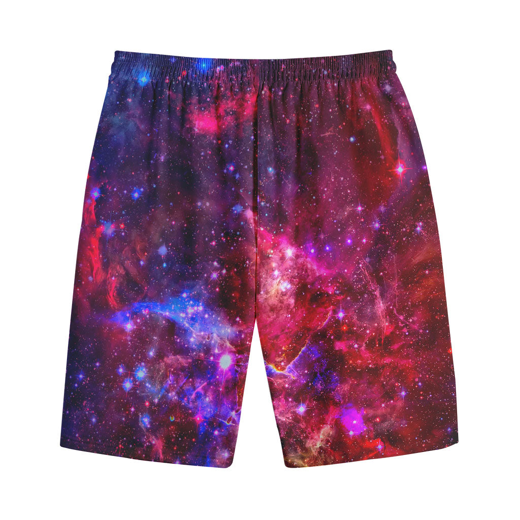 Red Purple Nebula Galaxy Space Print Cotton Shorts