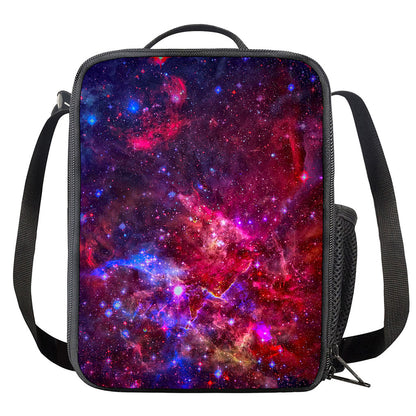 Red Purple Nebula Galaxy Space Print Crossbody Lunch Bag
