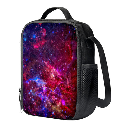 Red Purple Nebula Galaxy Space Print Crossbody Lunch Bag