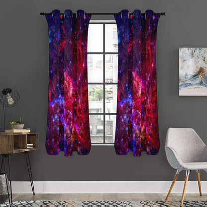 Red Purple Nebula Galaxy Space Print Curtain