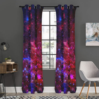 Red Purple Nebula Galaxy Space Print Curtain