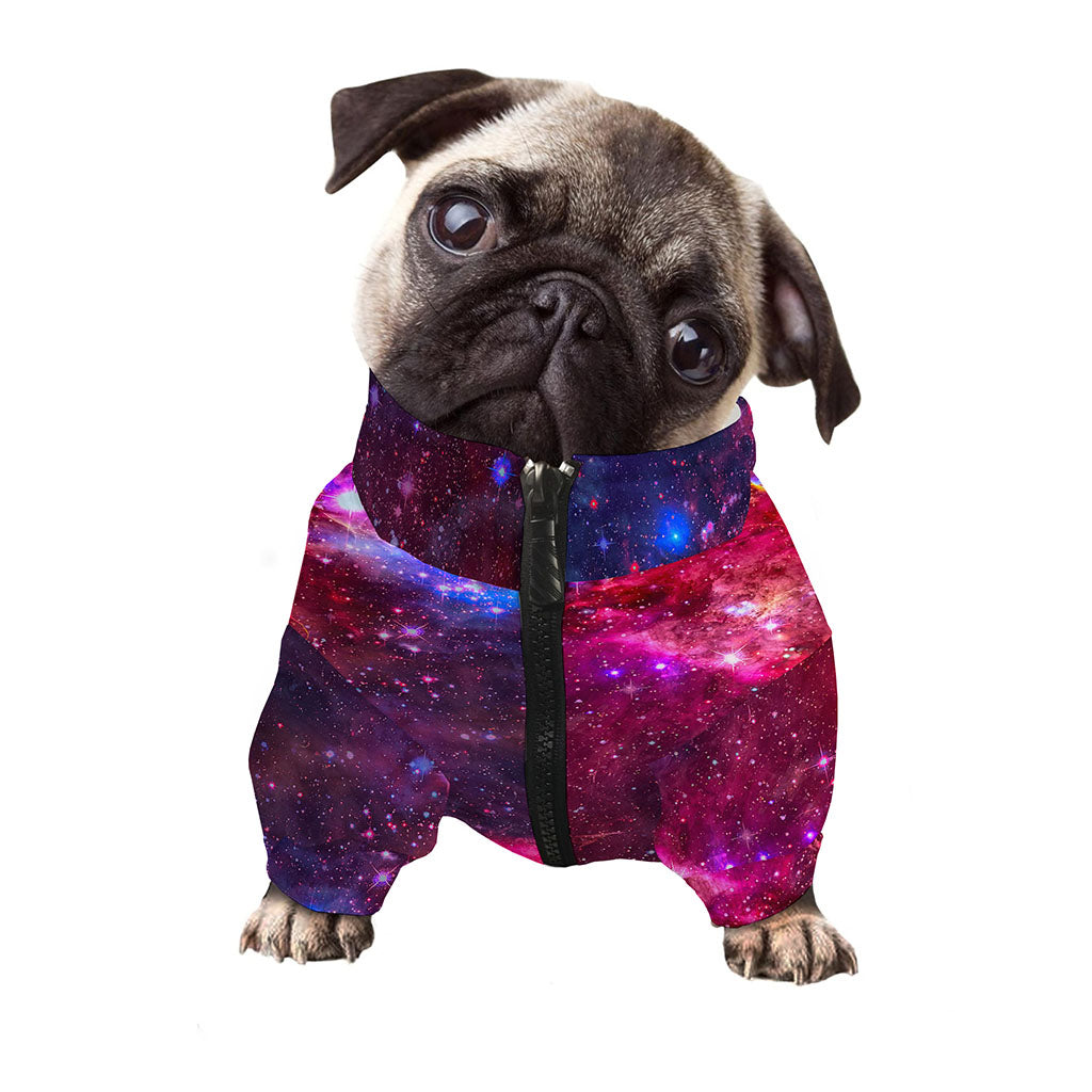 Red Purple Nebula Galaxy Space Print Dog Zip Up Jacket