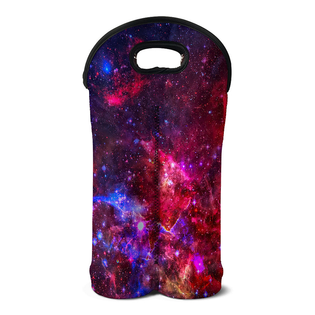 Red Purple Nebula Galaxy Space Print Double Neoprene Wine Tote