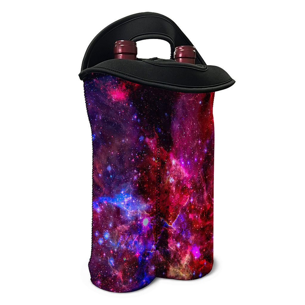 Red Purple Nebula Galaxy Space Print Double Neoprene Wine Tote