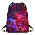 Red Purple Nebula Galaxy Space Print Drawstring Backpack