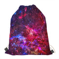 Red Purple Nebula Galaxy Space Print Drawstring Bag