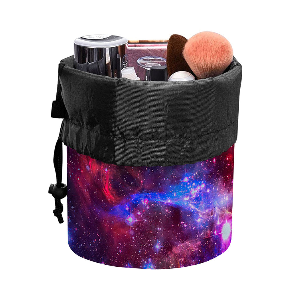 Red Purple Nebula Galaxy Space Print Drawstring Makeup Bag