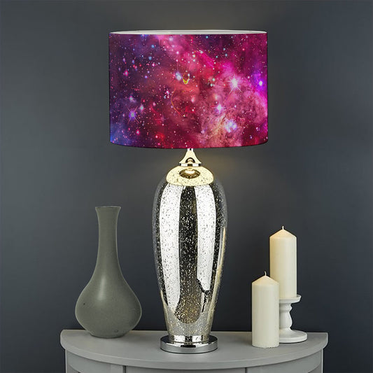 Red Purple Nebula Galaxy Space Print Drum Lamp Shade