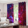 Red Purple Nebula Galaxy Space Print Extra Wide Grommet Curtains